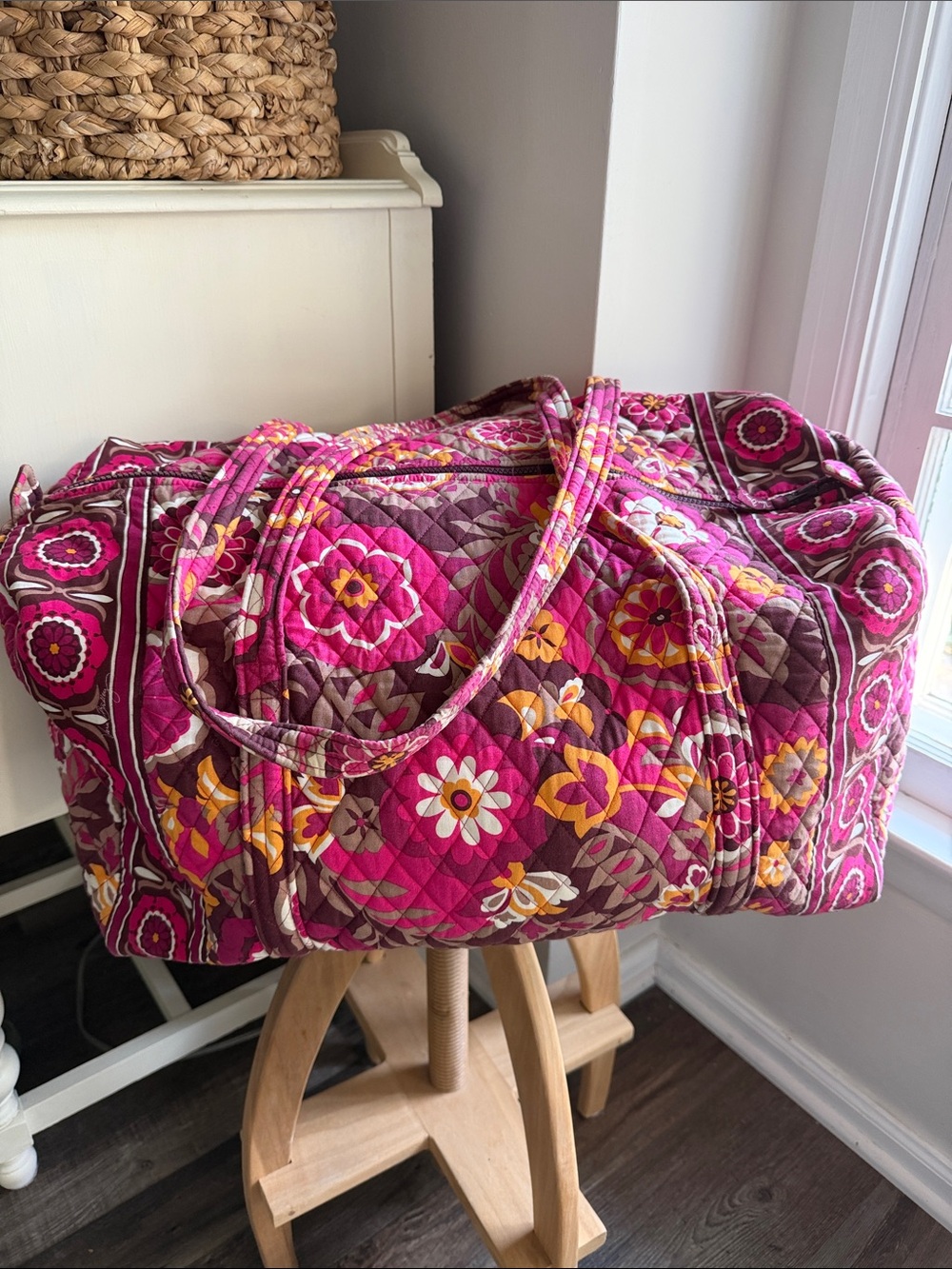 Vera Bradley retired print “Carnaby” Original Duffle Tote/Weekender Cotton Bag